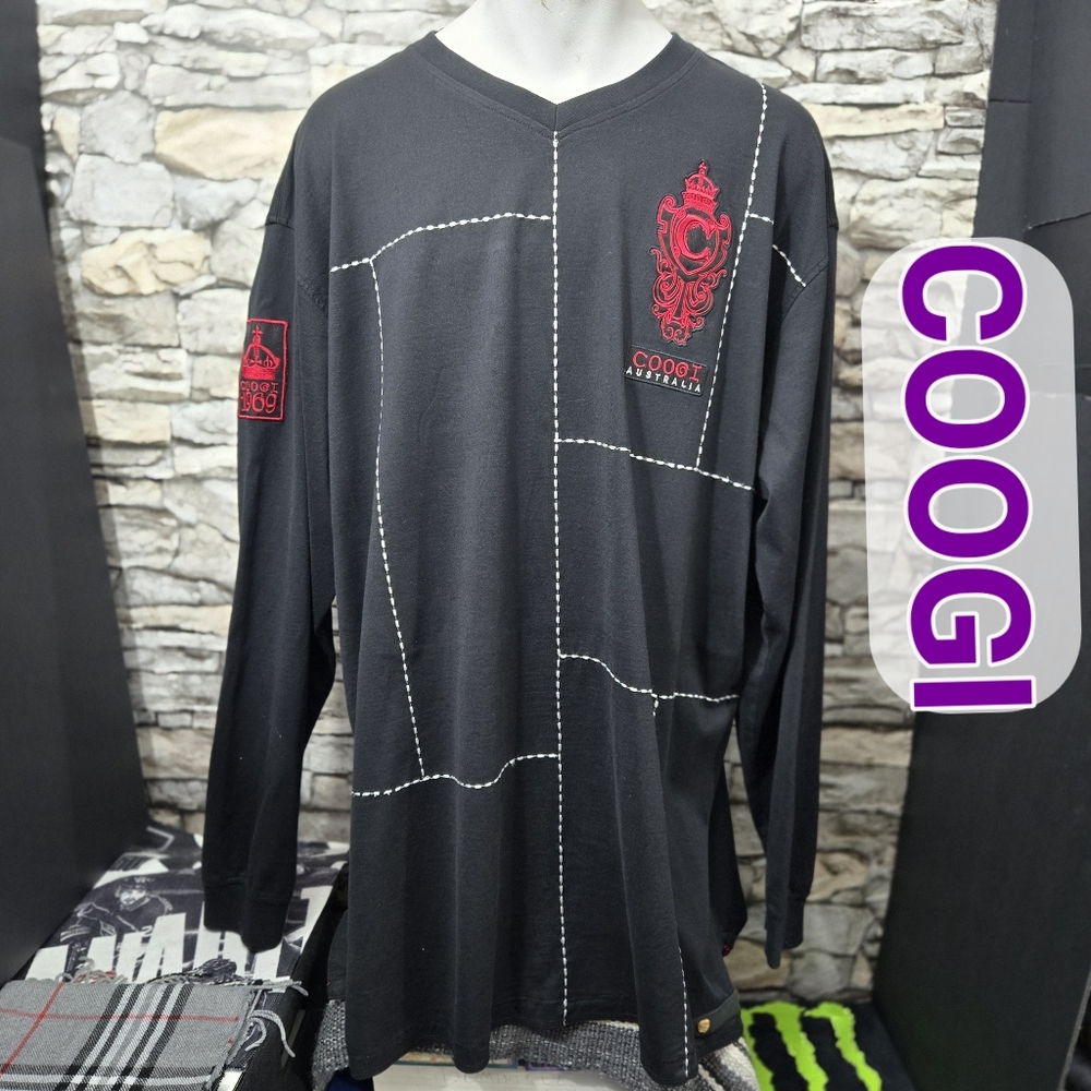 COOGI Black Long Sleeve Shirt with Red Emblem